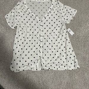 Polka Dot Button-Up Women's Top